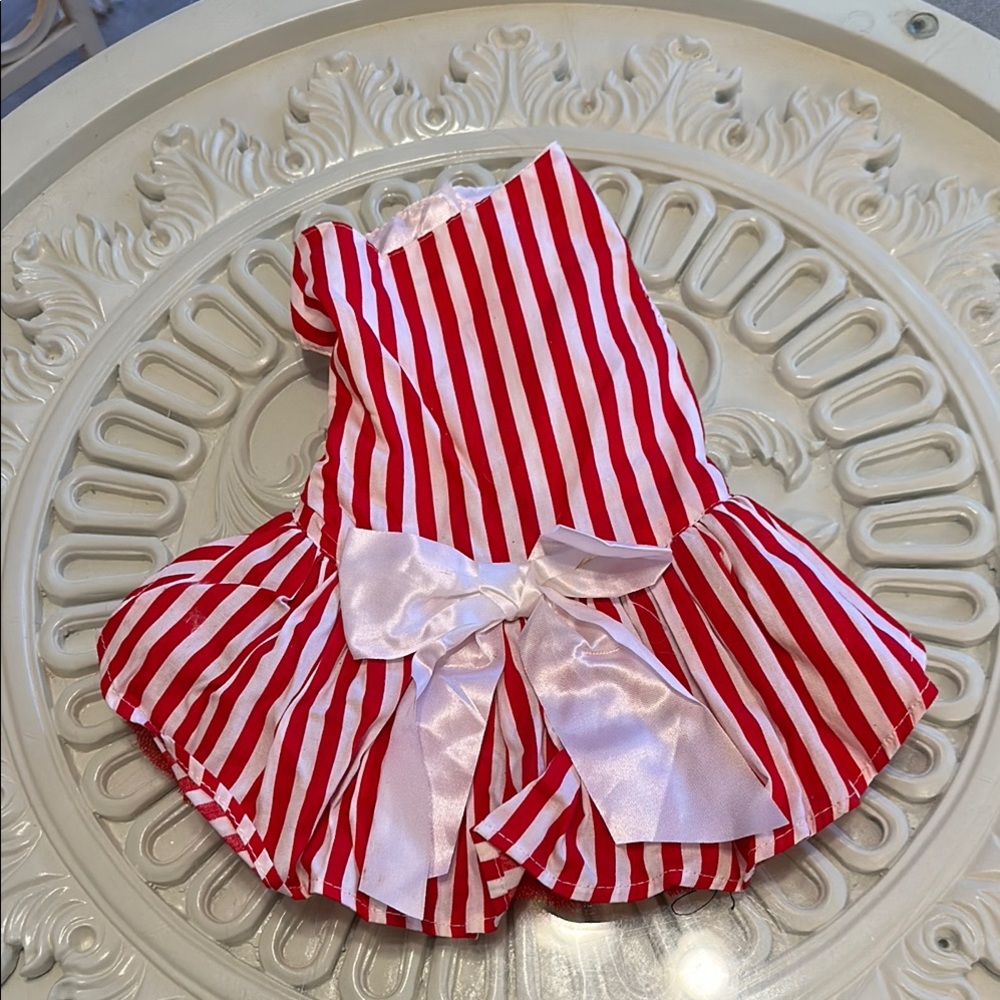 Striped Dog Dress with Bow